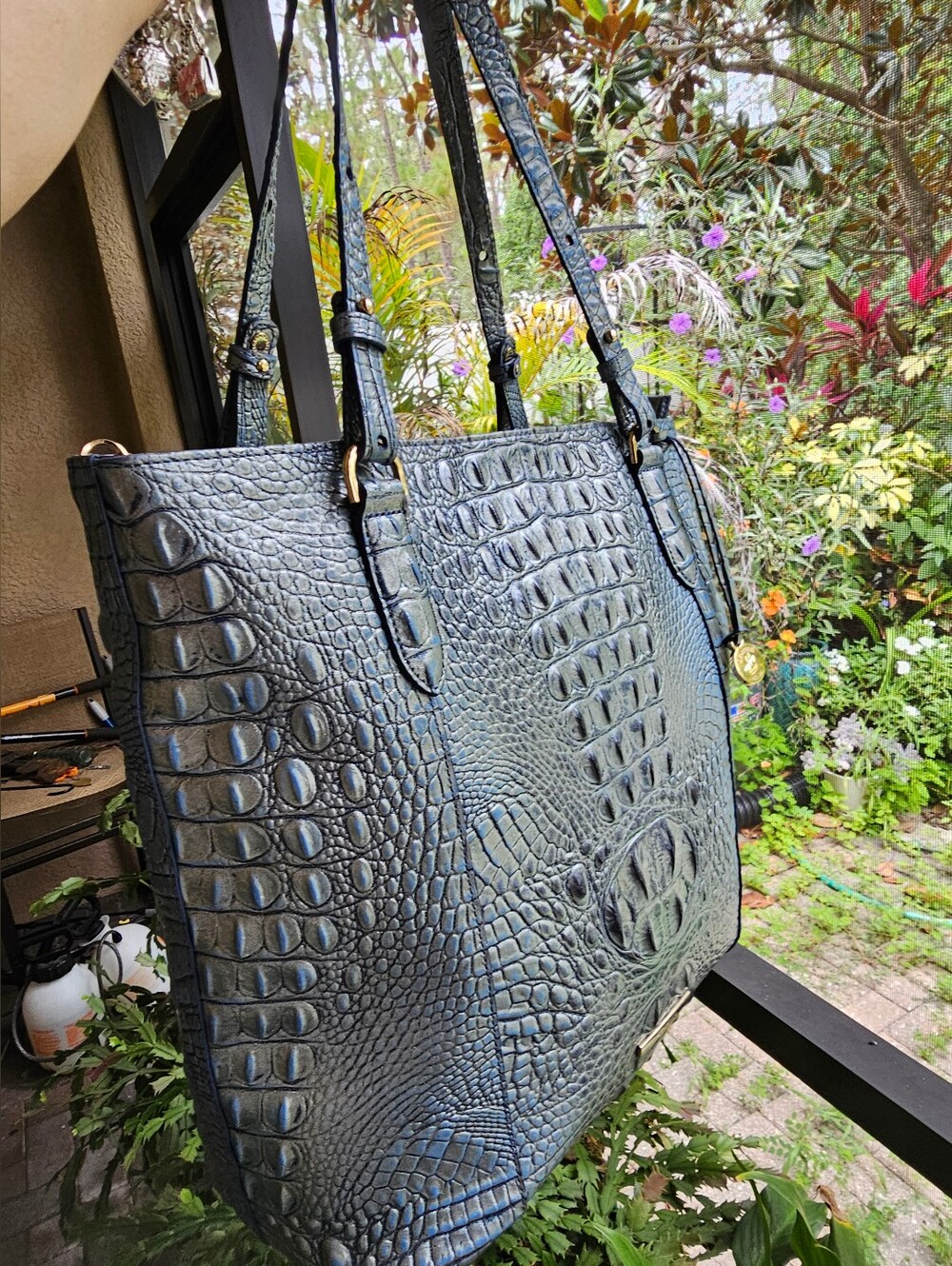 Brahmin Large Abigail Tote & Matching Slim Card Wallet Serenity Ombre Melbourne
